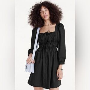 J Crew Size 6 Cinched-Waist Cotton Poplin Dress in Black